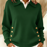 Strickpullover mit V-Ausschnitt und Polokragen