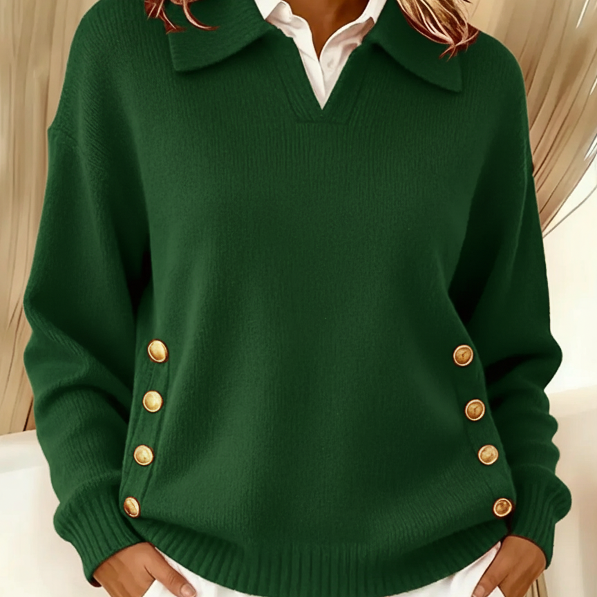Strickpullover mit V-Ausschnitt und Polokragen