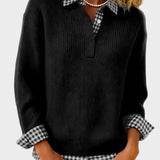 Viktoria - Bunter Pullover mit karierter Patchwork-Optik