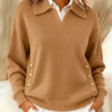 Strickpullover mit V-Ausschnitt und Polokragen