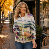 Zelda - Schottische Distelblume - Strickjacke mit Reissverschluss