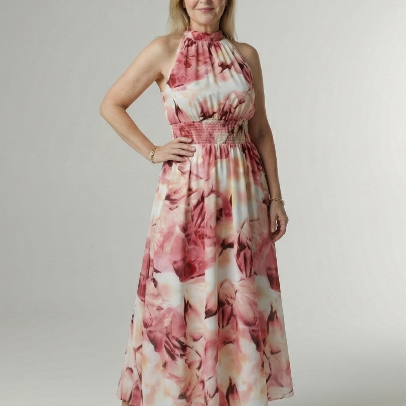 Sylin | Gathered Halter Midi Kleid