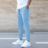 Herren Jogginghose kariert – Gerade geschnitten, Casual Streetwear, Frühling Freizeit