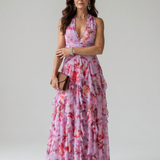 Nori | Halterneck Rüschentop Floral Maxikleid