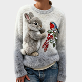 Lucy - Plüschpullover mit weihnachtlichem Hasen
