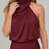 Nopal | Ärmelloses Midi-Kleid mit drapiertem Hals