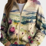 Zelda - Schottische Distelblume - Strickjacke mit Reissverschluss