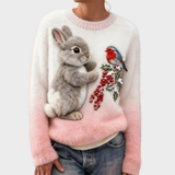 Lucy - Plüschpullover mit weihnachtlichem Hasen