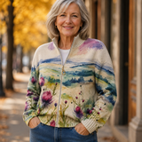 Zelda - Schottische Distelblume - Strickjacke mit Reissverschluss