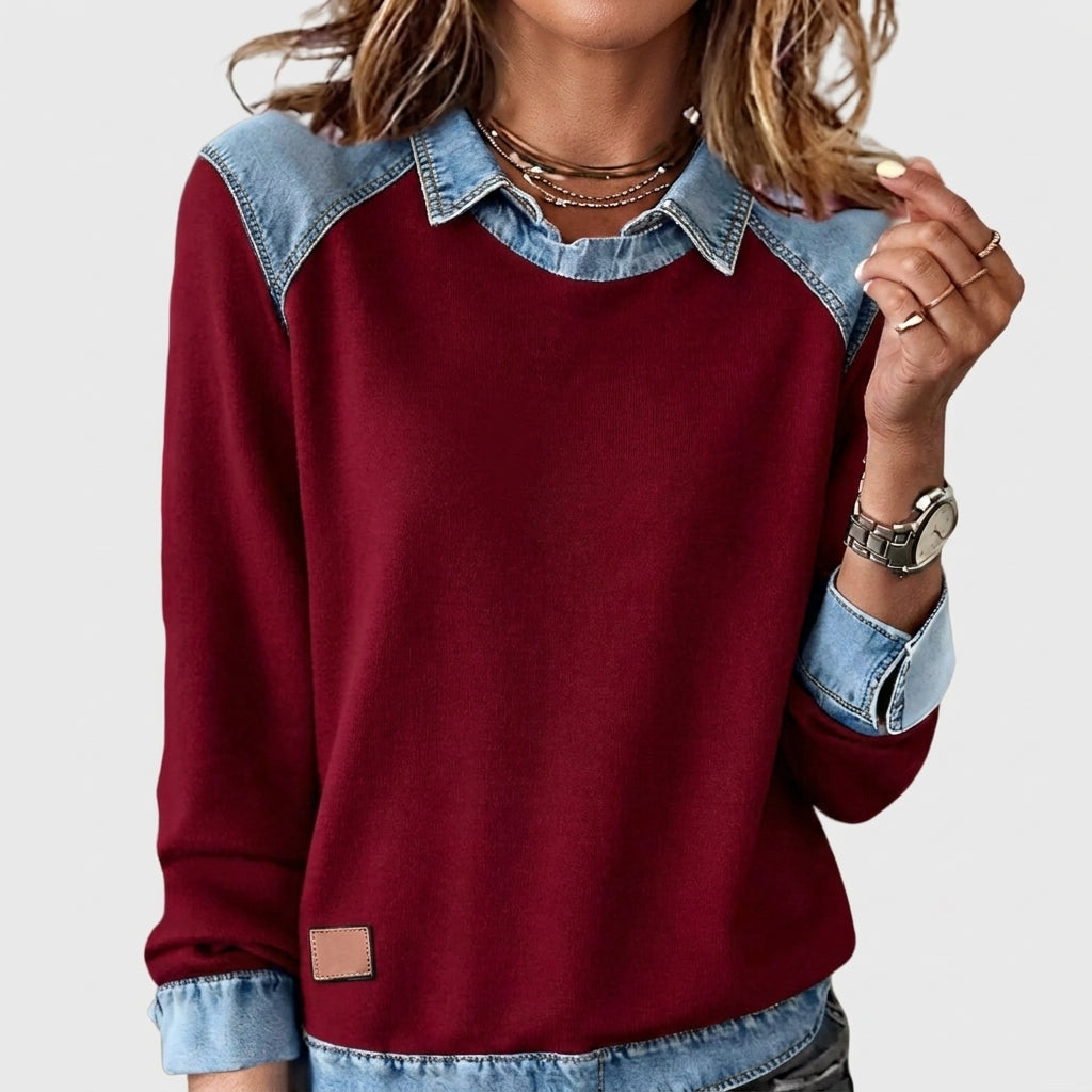 Mila - Lässiger Pullover mit stylischen Jeans-Akzenten