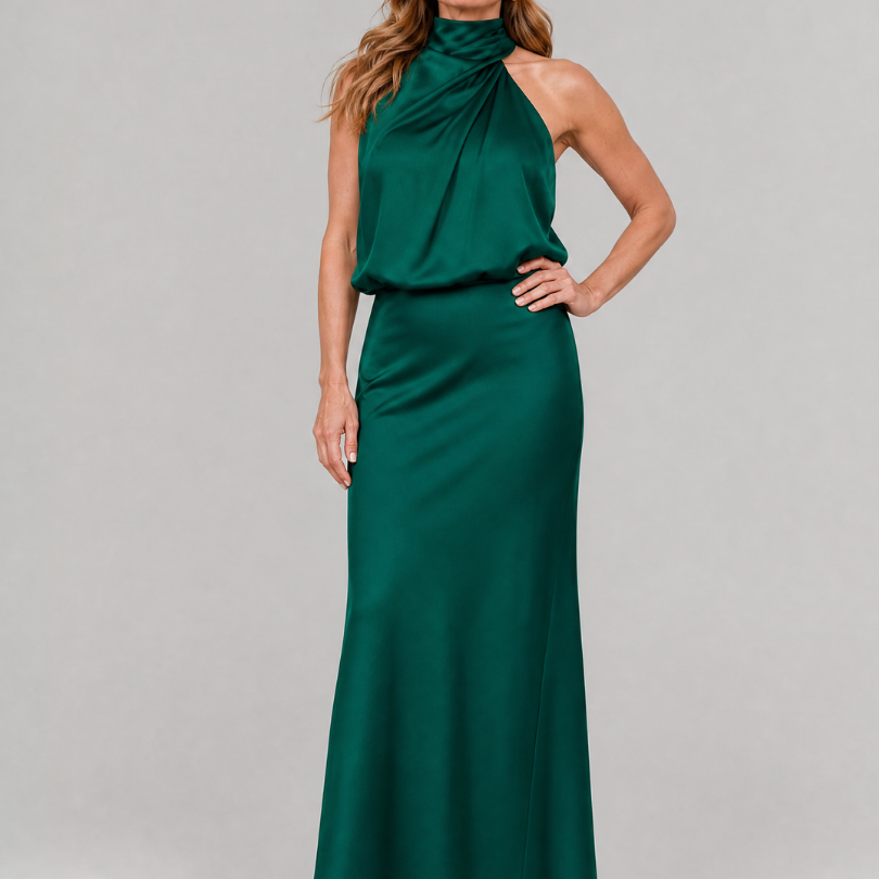 Nopal | Ärmelloses Midi-Kleid mit drapiertem Hals
