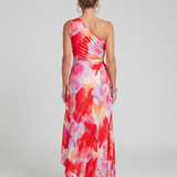 Taya | Midi-Kleid mit einseitigem, plissiertem Oberteil
