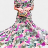 Magda™ | Vネックの花柄ロングドレス
