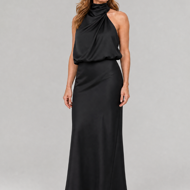 Nopal | Ärmelloses Midi-Kleid mit drapiertem Hals