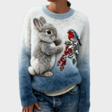 Lucy - Plüschpullover mit weihnachtlichem Hasen