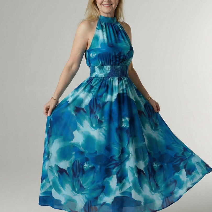 Sylin | Gathered Halter Midi Kleid