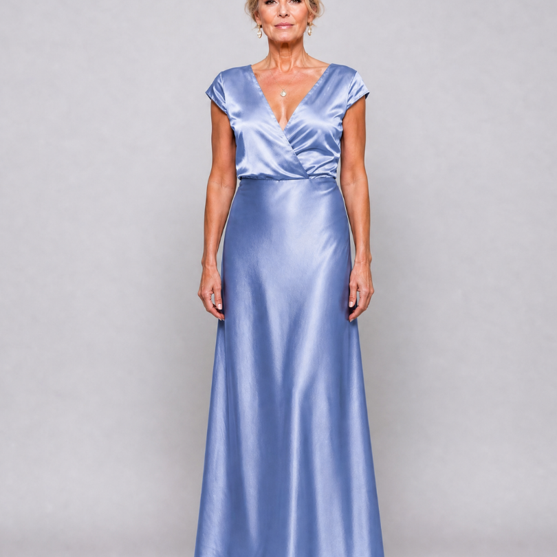 Samouse | Maxikleid mit Wickeloberteil und kurzen Ärmeln