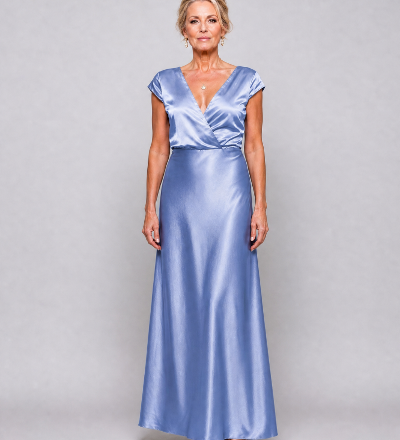 Samouse | Maxikleid mit Wickeloberteil und kurzen Ärmeln