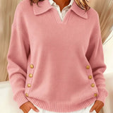 Strickpullover mit V-Ausschnitt und Polokragen