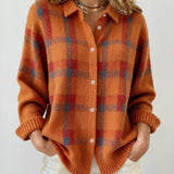 Anny - Karierte Strickjacke mit Kragen