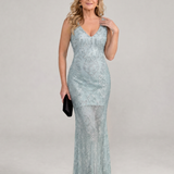 Sirea | Pailletten ärmelloses, transparentes Midi-Kleid