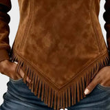 Petra – Elegante Damenbluse mit Futter und Fransen