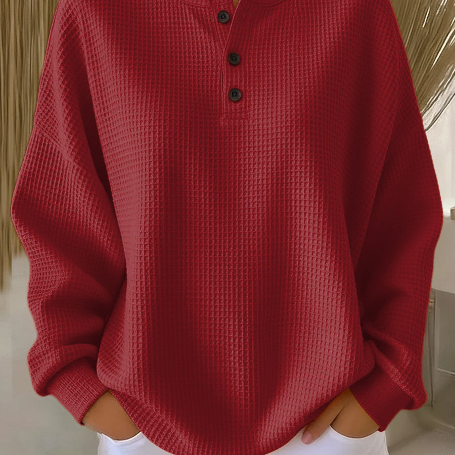 Waffelstrick-Henley-Pullover