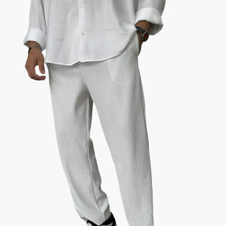 Herren Relax Fit Plissee Hose – Eleganter und Bequemer Alltags- und Business-Look
