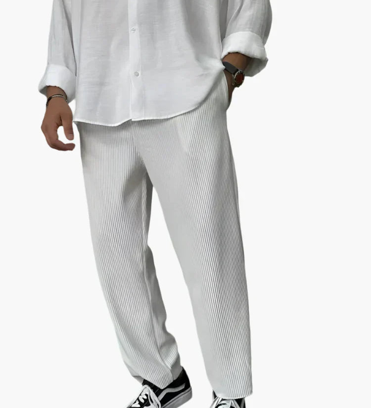 Herren Relax Fit Plissee Hose – Eleganter und Bequemer Alltags- und Business-Look