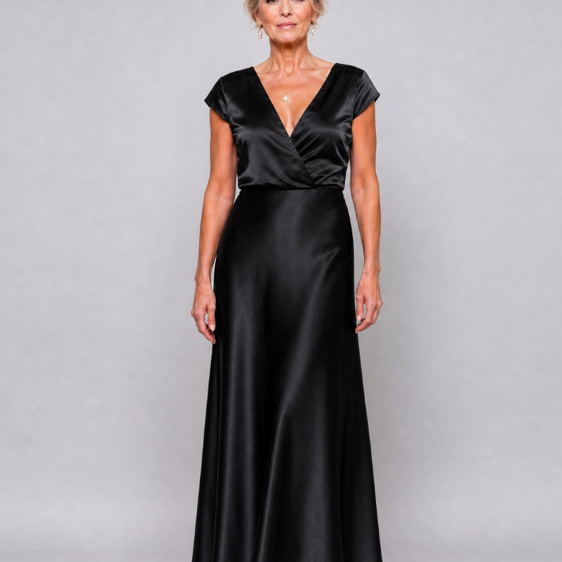 Samouse | Maxikleid mit Wickeloberteil und kurzen Ärmeln