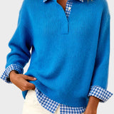 Viktoria - Bunter Pullover mit karierter Patchwork-Optik