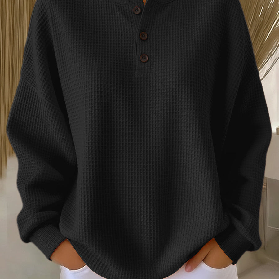 Waffelstrick-Henley-Pullover