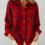 Anny - Karierte Strickjacke mit Kragen