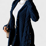 Elżbieta - Cardigan mit warmer Kapuze und Zopfmuster