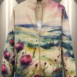 Zelda - Schottische Distelblume - Strickjacke mit Reissverschluss