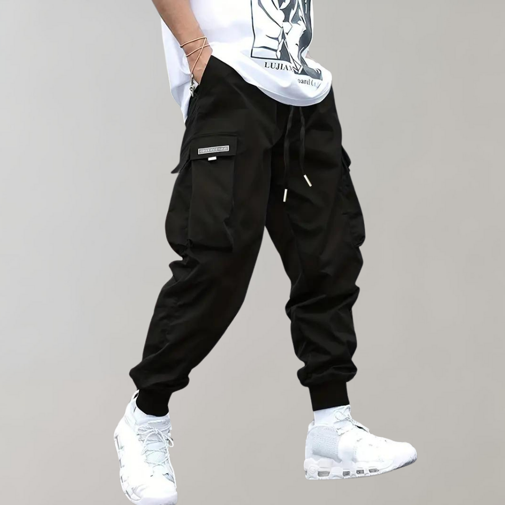 Herren Cargo Jogginghose – Lila Streetwear-Hose mit Reissverschlusstaschen & Bündchen
