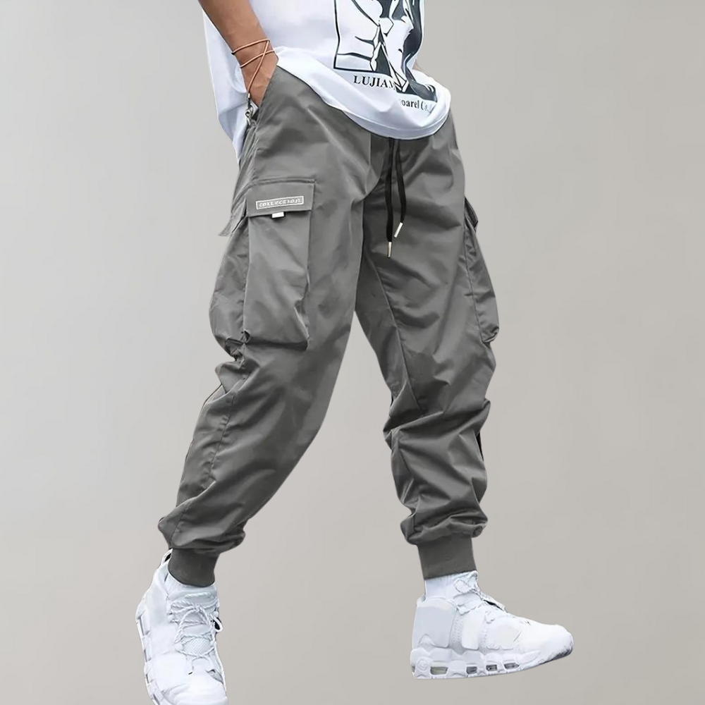 Herren Cargo Jogginghose – Lila Streetwear-Hose mit Reissverschlusstaschen & Bündchen