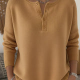 Henley-Strickpullover mit Knöpfen