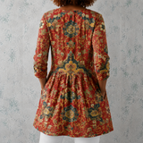 Léa | Lange Bluse aus Leinen mit orientalischem Medaillonmuster