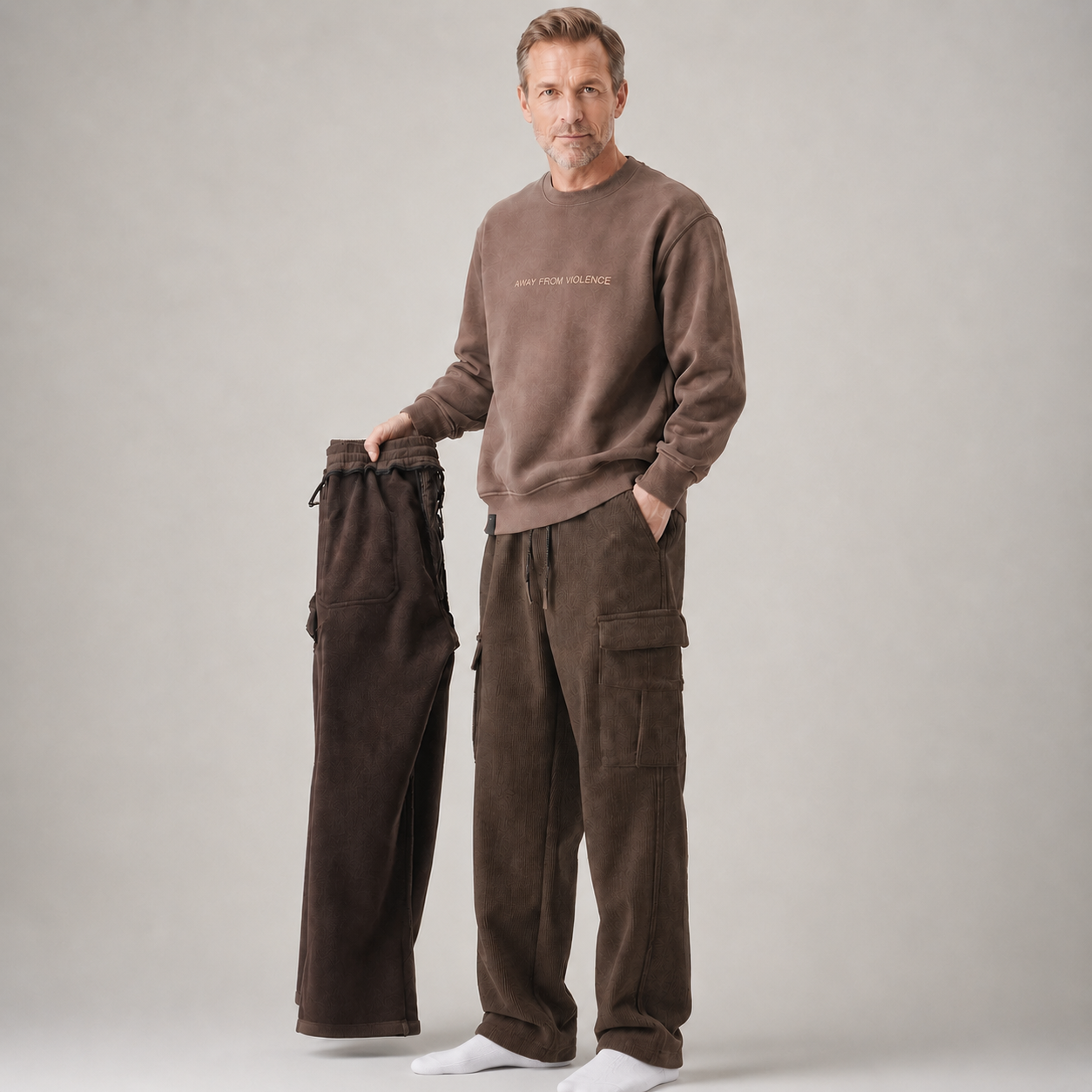 Herren Cord-Cargohose mit elastischem Bund