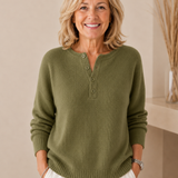 Henley-Strickpullover mit Knöpfen