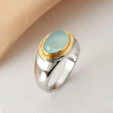 Retro Grüner Mondstein Ring