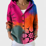 Cassidy - Strickjacke mit Kapuze und buntem Muster