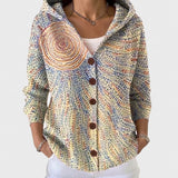 Cassidy - Strickjacke mit Kapuze und buntem Muster