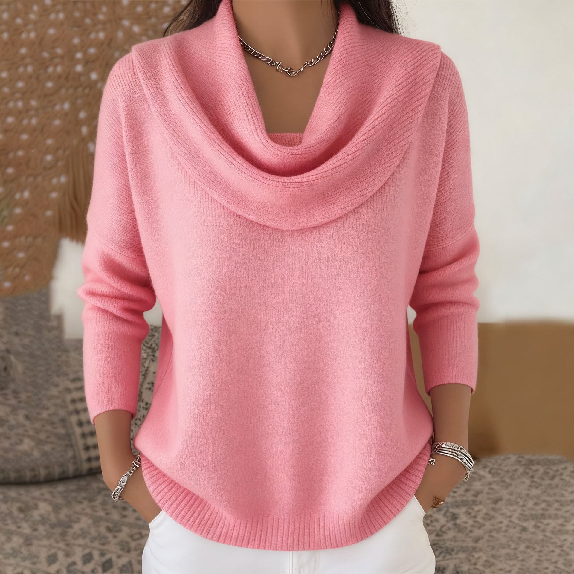 Pullover mit Wasserfallkragen