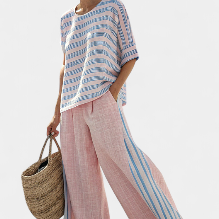 Cecilia - Set aus Bambus-Leinen in Rosa