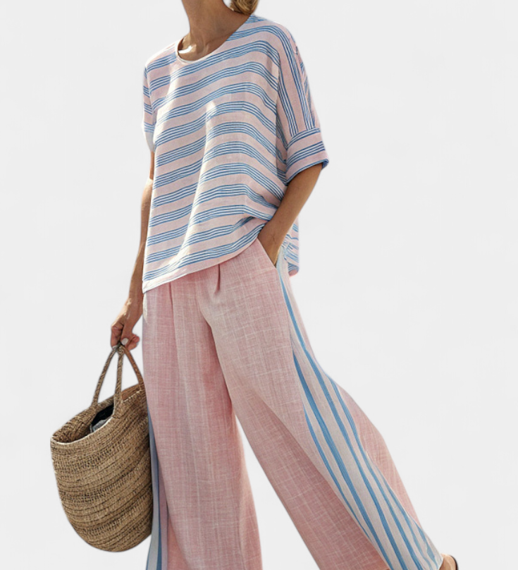 Cecilia - Set aus Bambus-Leinen in Rosa