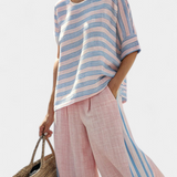 Cecilia - Set aus Bambus-Leinen in Rosa