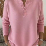 Henley-Strickpullover mit Knöpfen