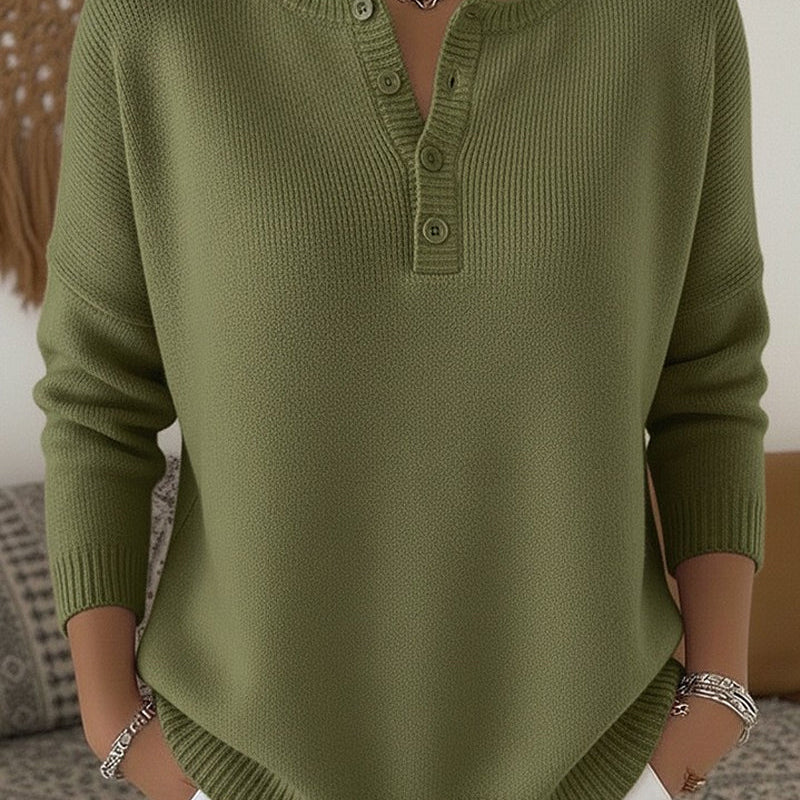 Henley-Strickpullover mit Knöpfen
